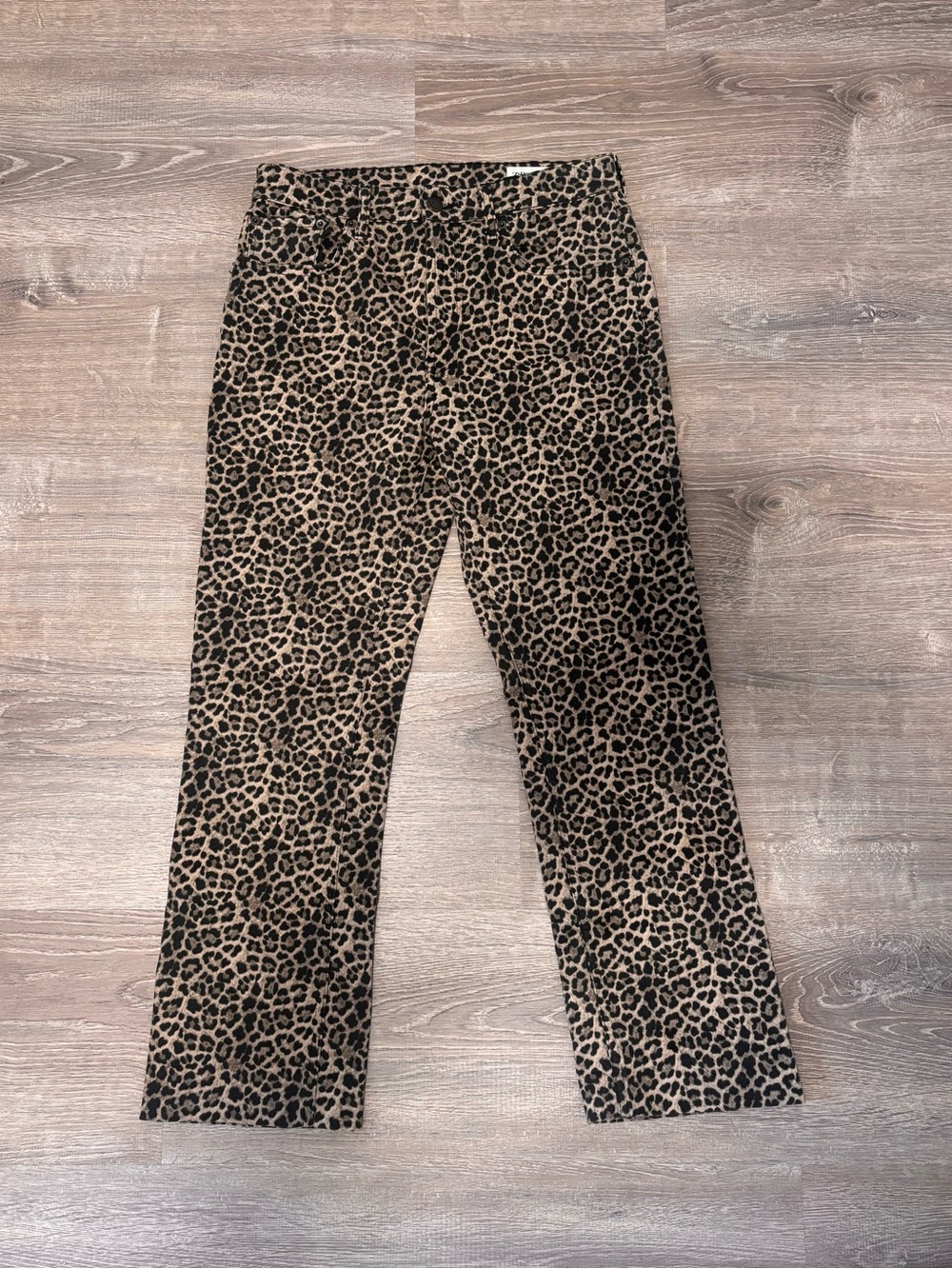 Zara Women Leopard Print High Rise Pants Size 6 Inseam 27 in